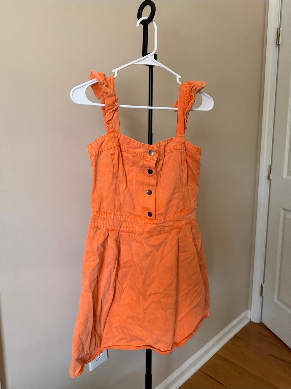 TCEC Orange Sleeveless Button-Front Mini Dress